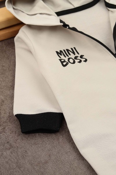 Gri (3-12 Ay) Mini Boss Baskılı Fermuarlı Erkek Çocuk Tulum 152383