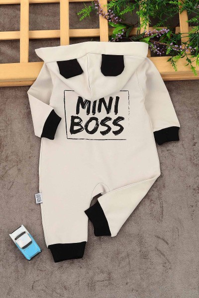 Gri (3-12 Ay) Mini Boss Baskılı Fermuarlı Erkek Çocuk Tulum 152383