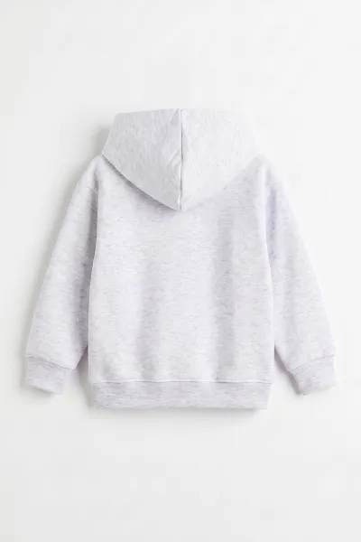 Gri (3-12 Yaş) Baskılı 3 İp Şardonlu Kapüşonlu Kız Çocuk Sweatshirt 473952