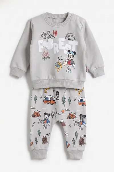Gri (3-24 Ay) Forest Baskılı Erkek Bebek 2'li  Takım 473032