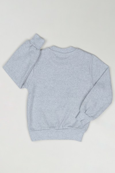 Gri (3-7 Yaş) No War Baskılı Erkek Çocuk Sweatshirt 84754