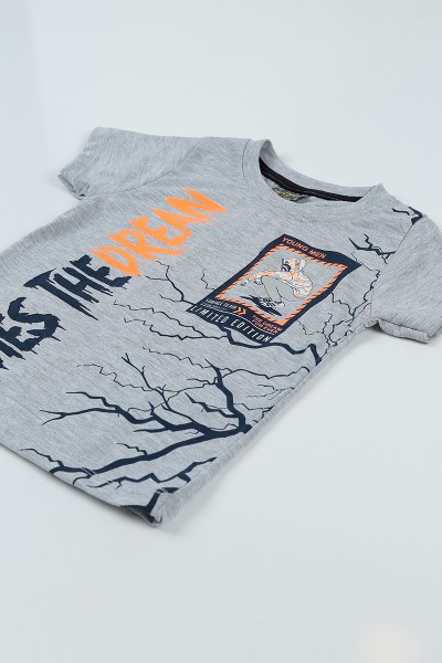 Gri (3-7 Yaş) Street Style Erkek Çocuk Tişört 94536