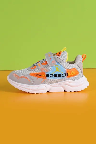 Gri (31-35 Filet)Kalın Taban Cırtlı Çocuk Spor Ayakkabı 346781