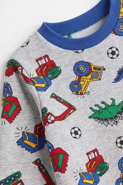 Gri (4-10 Yaş) Desenli 2 İp Erkek Çocuk Pijama Takım 483709