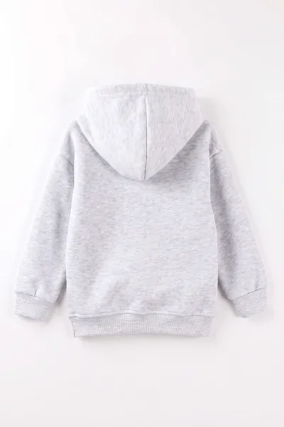 Gri (4-12 Yaş) Kelebek Süzene Nakışlı İçi Şardonlu Kız Çocuk Sweatshirt 495877