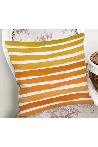 Turuncu 43x43 Dijital Baskılı Fermuarlı Modern Kırlent Kılıfı 272082