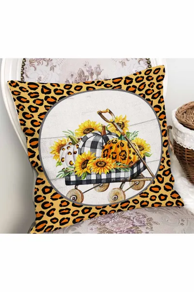 Sarı 43x43 Dijital Baskılı Fermuarlı Modern Kırlent Kılıfı 272754