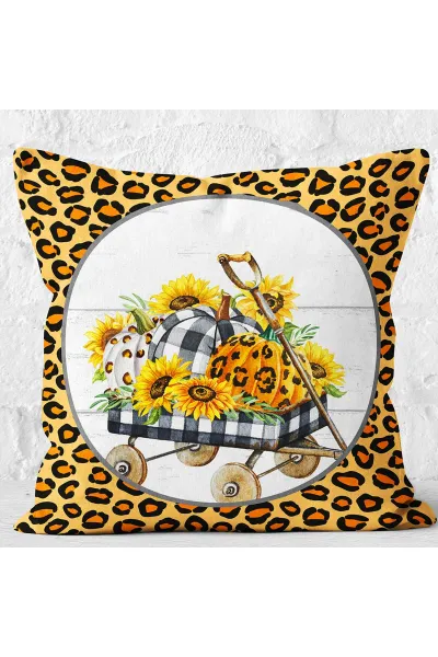 Sarı 43x43 Dijital Baskılı Fermuarlı Modern Kırlent Kılıfı 272754