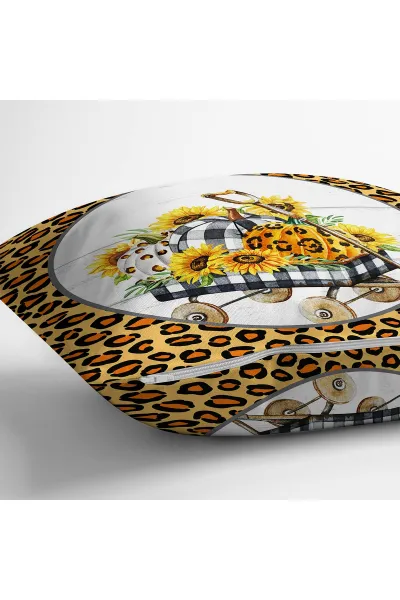 Sarı 43x43 Dijital Baskılı Fermuarlı Modern Kırlent Kılıfı 272754