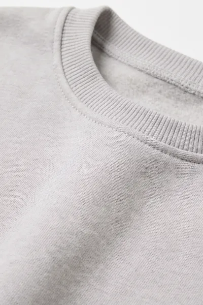 Gri (5-12 Yaş) Baskısız   Düz 3 İp Şardonlu Erkek Çocuk Sweatshirt 483589