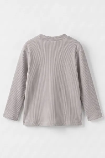 Gri (5-12 Yaş) Yarım Balıkçı Yaka Kaşkorse Çocuk Body Sweatshirt 495478