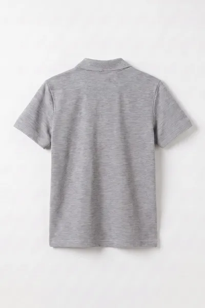 Gri (5-13 Yaş) Kısa Kol Polo Yaka Unisex Çocuk Okul Tişörtü 480887