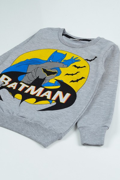Gri (5-8 Yaş) Batman Baskılı Çantalı Erkek Çocuk Takım 96698