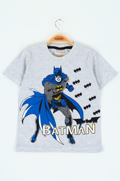 Gri (5-8 yaş) Batman Baskılı Erkek Çocuk Tişört 117967