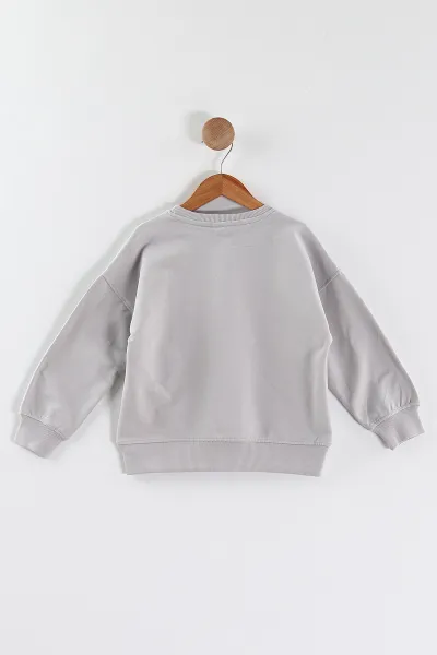 Gri (5-8 Yaş)Bad Life Baskılı Kız Çocuk Sweatshirt 432936