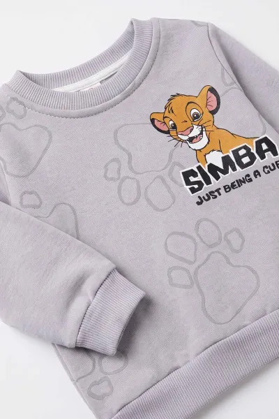Gri (6-24 Ay) Simba Baskılı 3 İp Şardonlu Erkek Bebek Kışlık Takım 497381
