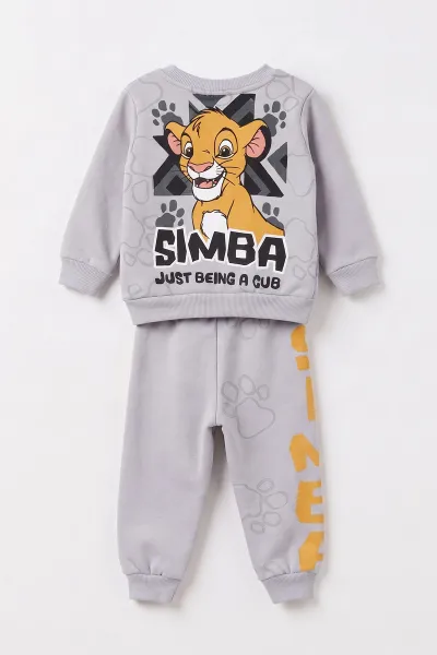 Gri (6-24 Ay) Simba Baskılı 3 İp Şardonlu Erkek Bebek Kışlık Takım 497381