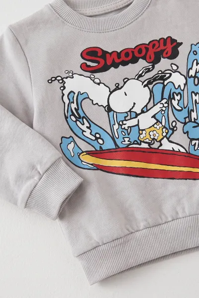 Gri (6-24 Ay) Snoopy Baskılı 2 İp Erkek Bebek Takım 480133