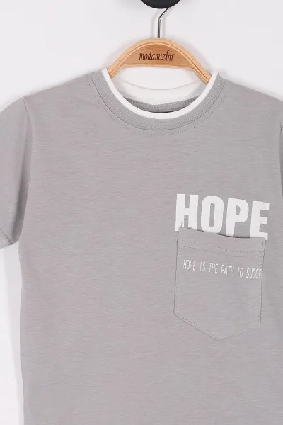 Gri (7-10 Yaş) Hope Baskılı Şortlu Erkek Çocuk Takım 258719