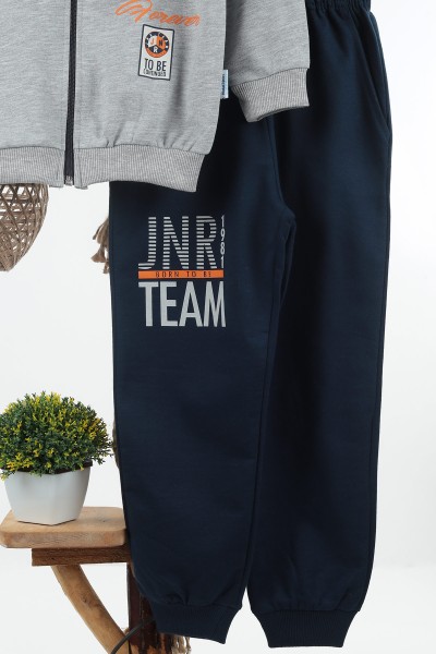 Gri (7-10 Yaş) Jnr Team Baskılı Fermuarlı Erkek Çocuk Takım 136805