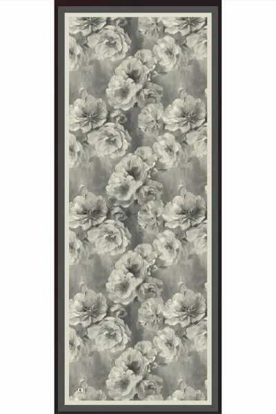 Gri 70x180 Cm Dijital Baskılı Çiçek Desen Soft Şal 482116
