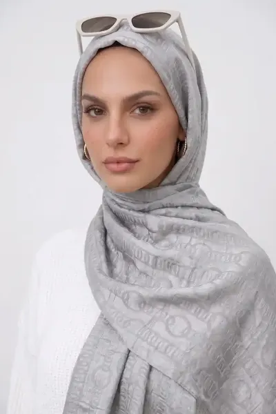 Gri 70x180 Cm Infinity Premium Pamuk Jakar Şal 481974