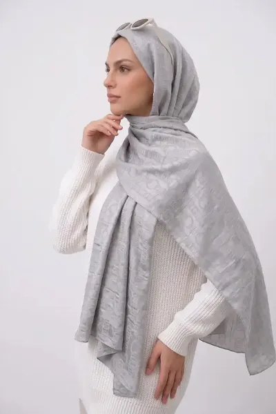 Gri 70x180 Cm Infinity Premium Pamuk Jakar Şal 481974