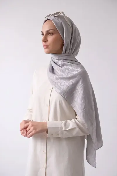 Gri 70x180 Cm Infinity Premium Pamuk Jakar Şal 481974