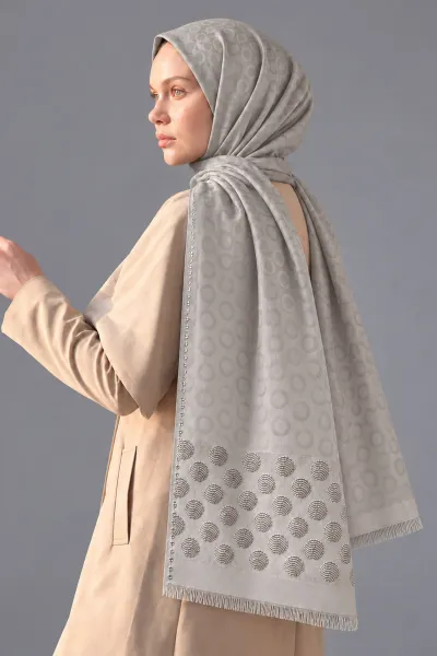 Gri 70x180 Cm Luna Premium Jakarlı Pamuk Şal 494104