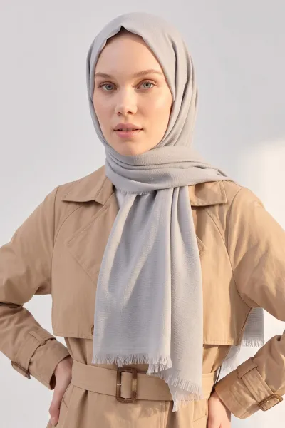 Gri 70x180 Cm Mimoza Premium Jakarlı Pamuk Şal 494032