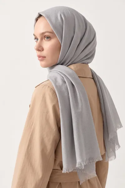 Gri 70x180 Cm Mimoza Premium Jakarlı Pamuk Şal 494032