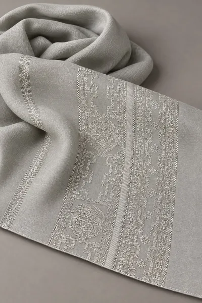 Gri 70x180 Cm Ottoman Premium Jakarlı Pamuk Şal 494316