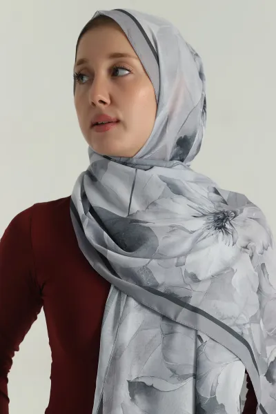 Gri 75x180 Cm Our Fashion Dijital Baskılı Desenli Soft Şal 396845
