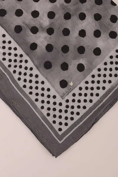 Gri 75x190 Cm Dijital Puantiye Desenli Kraş Şal 444498