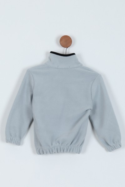 Gri (8-12 Yaş) Bel Lastikli Yarım Fermuarlı Kız Çocuk Sweat 224461