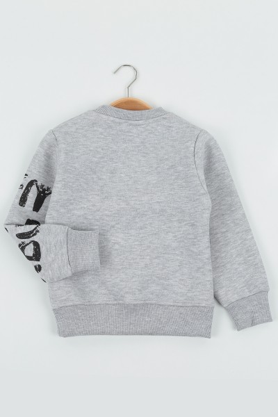 Gri (8-12 Yaş) Body Clove Baskılı Üç İp Şardonlu Erkek Çocuk Sweat Polar 135218