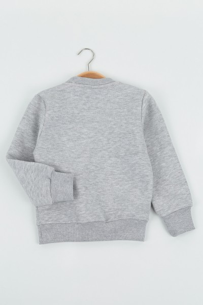 Gri (8-12 Yaş) Lvors Baskılı Üç İp Şardonlu Erkek Çocuk Sweat Polar 135192
