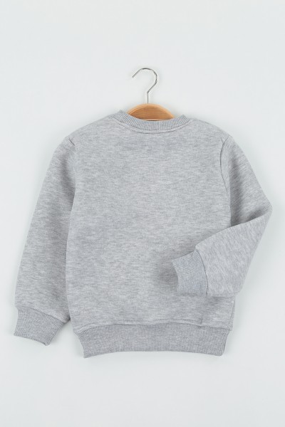 Gri (8-12 Yaş) Wowo Wın Baskılı Üç İp Şardonlu Erkek Çocuk Sweat Polar 135253