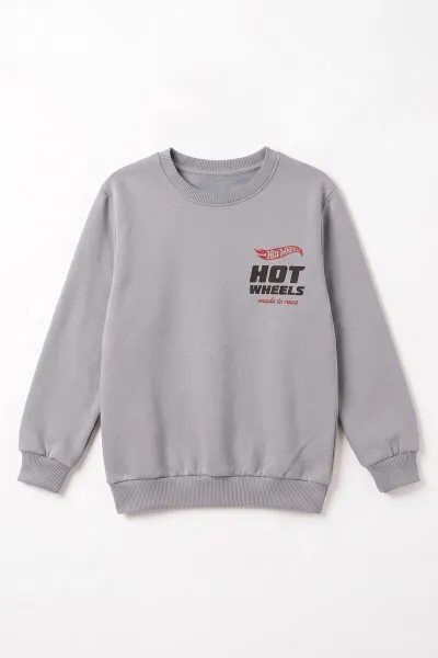 Gri (8-12 Yaş)Baskılı  2 İp Erkek Çocuk Sweatshirt 493703