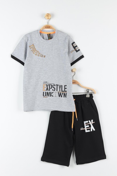 Gri (9-12 Yaş) Expstyle Baskılı Cep Detaylı Erkek Çocuk Takım 177437