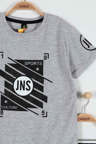 Gri (9-12 Yaş) Jns Sports Baskılı Belden Bağlamalı Erkek Çocuk Takım 183021