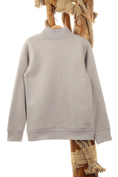 Gri (9-12 Yaş) Let'S Party Baskılı Üç İp Şardonlu Erkek Çocuk Sweat 148951