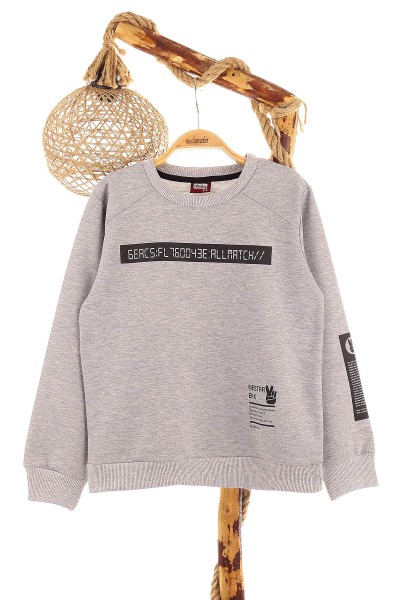 Gri (9-12 Yaş) Mestar Baskılı Erkek Çocuk Sweat 154294