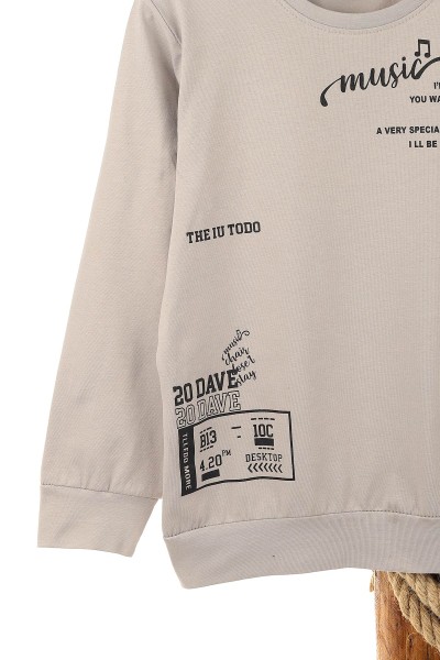 Gri (9-12 Yaş) Music Baskılı Erkek Çocuk Sweat 157949