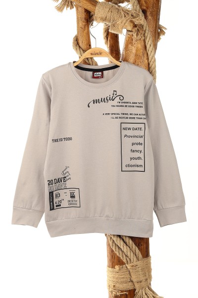 Gri (9-12 Yaş) Music Baskılı Erkek Çocuk Sweat 157949