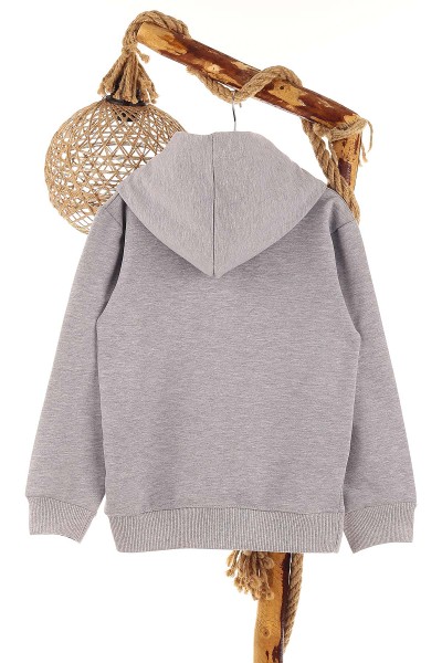 Gri (9-12 Yaş) Strong Baskılı Kapüşonlu Erkek Çocuk Sweat 152523