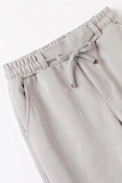 Gri (9-16 Yaş) Duble Paça Jakarlı Erkek Jogger Pantolon 492990