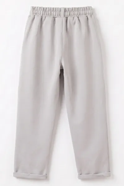 Gri (9-16 Yaş) Duble Paça Jakarlı Erkek Jogger Pantolon 492990