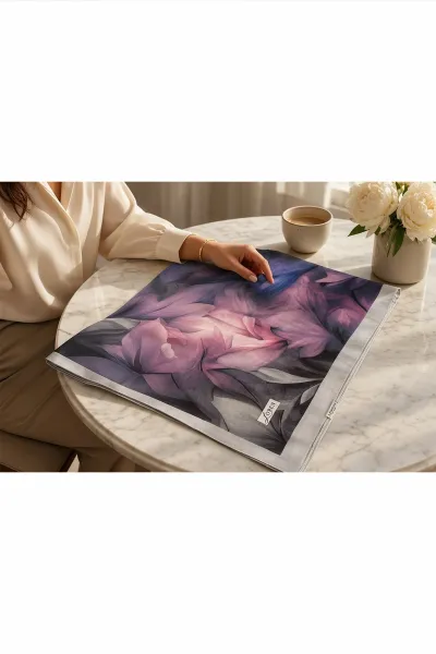 Gri 90x90 Cm Dijital Baskılı Botanica Desen Soft Eşarp 498471