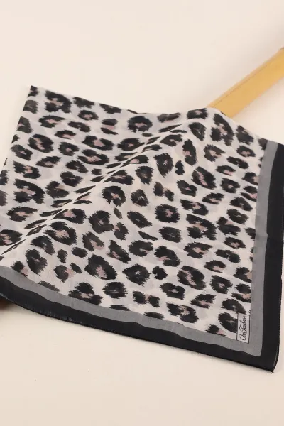 Gri 90x90 Cm Dijital Baskılı Desenli Tülbent Eşarp 428616